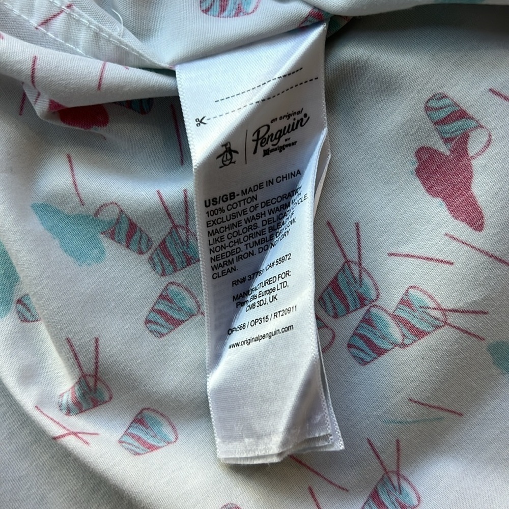 Original Penguin Shirt White Cotton Slurpee Short Sleeve Button Up Size Medium - Picture 8 of 13